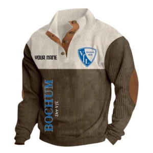 VfL Bochum Sweatshirt Herren Stehkragen, Ganzflächig bedruckte Sweatshirt Herren Stehkragen fur VfL Bochum fans BDE113081425121 - Braun