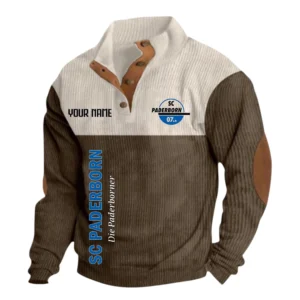 SC Paderborn 07 Sweatshirt Herren Stehkragen, Ganzflächig bedruckte Sweatshirt Herren Stehkragen fur SC Paderborn 07 fans BDE113081425122 - Braun