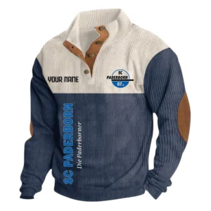 SC Paderborn 07 Sweatshirt Herren Stehkragen, Ganzflächig bedruckte Sweatshirt Herren Stehkragen fur SC Paderborn 07 fans BDE113081425122 - Dunkelblau